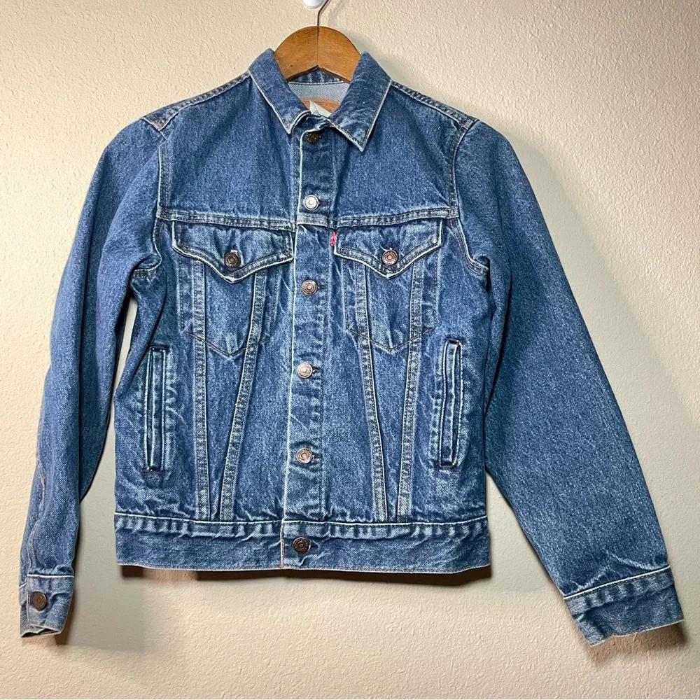 Vintage Boy/Girl Levi’s Medium Wash Denim Jean Jacket Size 16 Made In U.S.A - Picture 1 of 11